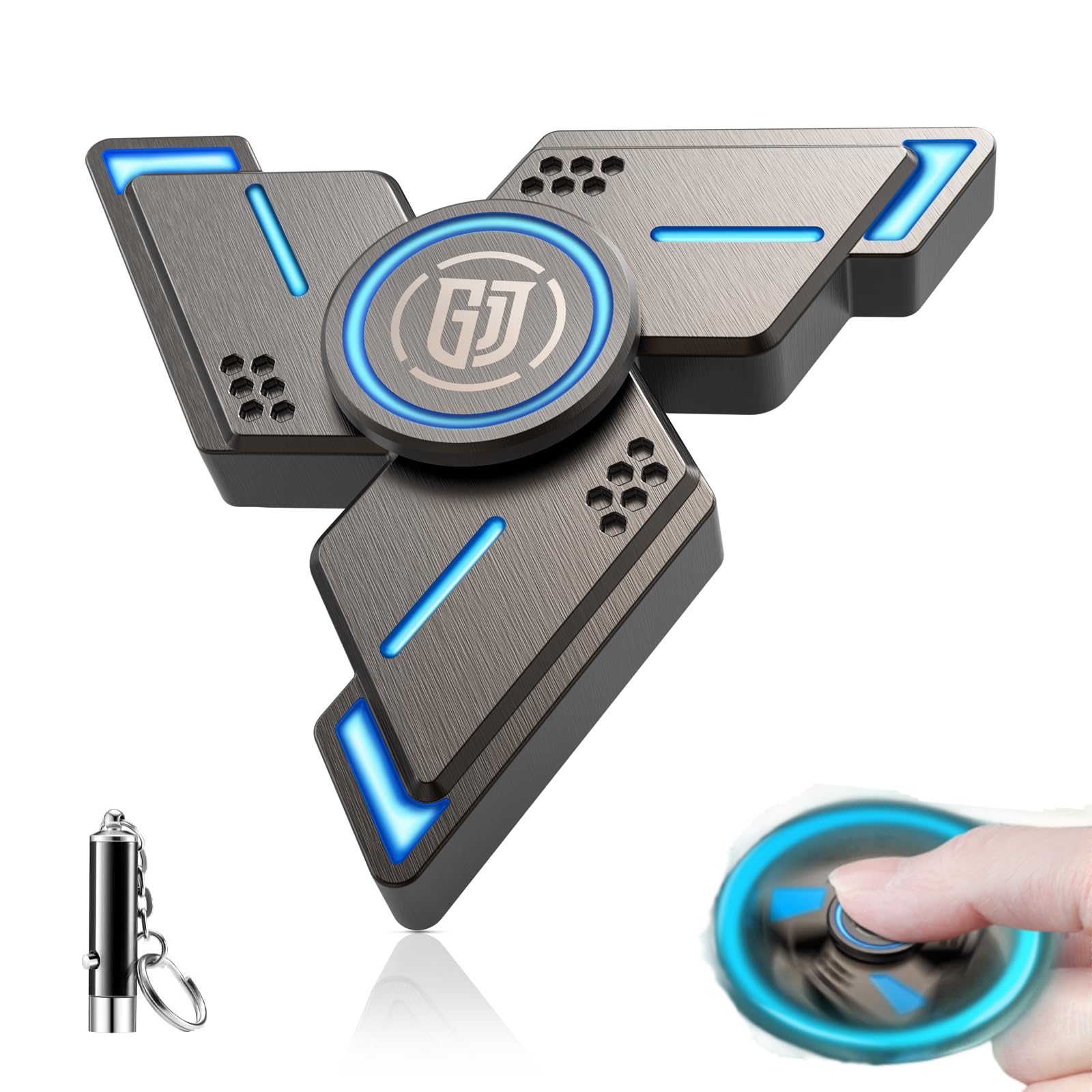 

COOLDEN Luminous Hand Premium Stress Stainless Steel Minutes Autism Time Fun for Adults and Fidget Christmas Gift for Boys and Kids Spinner, серый