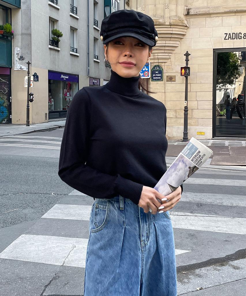 Ppaeppae Long Neck Turtleneck Knit T-Shirt