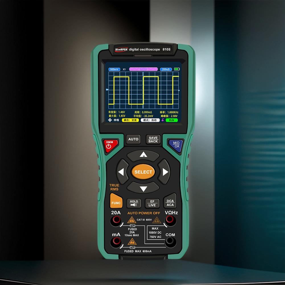 3.2inch Digital Oscilloscope Multimeter Automatic Oscilloscope 10Mhz 50MSa/s Handheld Oscilloscope 9999 Counts Electrician Tools