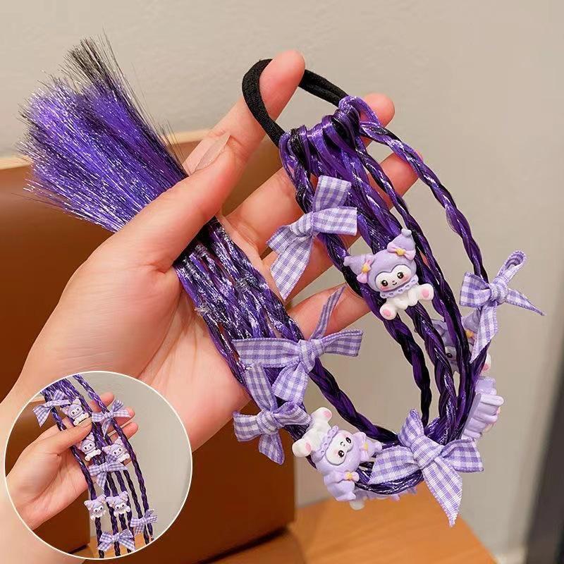 Kuromi Braided Hair Ties for Girls - Sweet Cool Boxer Braids & High Ponytail Hair Accessories.