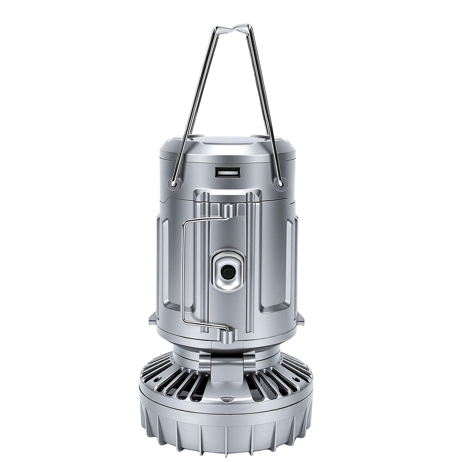 Camping Lantern with Fan Portable Solar Rechargeable Multifunctional Foldable Hook Fan Lantern