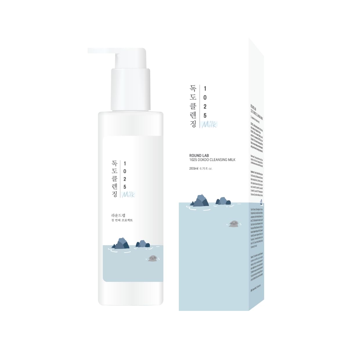 ROUND LAB 1025 Dokdo Cleansing Milk / Mild Weak Acid Gallnut Ceramide Low pH Light Smooth Cream Type 200ml White