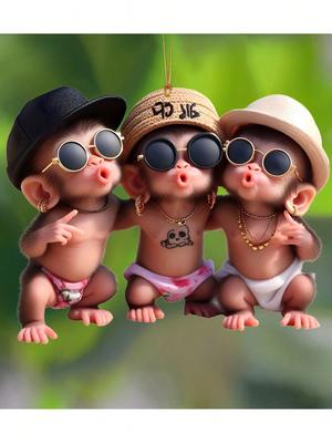 Hip Hop Themed Monkey Pendant with Sunglasses - the Perfect Gift for Christmas and a Cute Pendant for Year-round Decoration