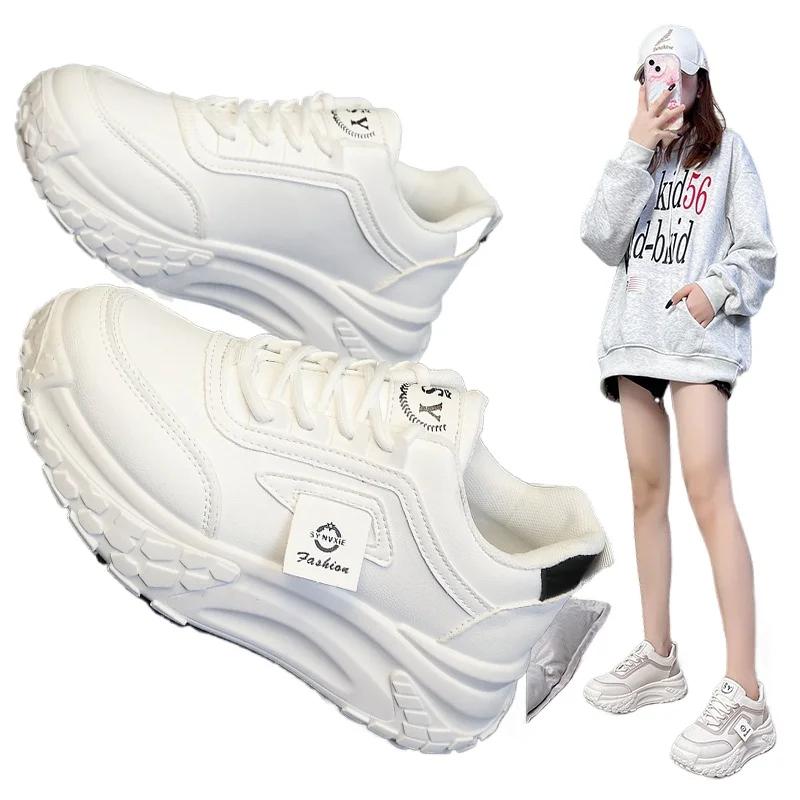 

Black Khaki white Women s Fashion Casual Sneakes Lace Up Platform Hiker Vulcanized Shoes Versatile Increase Tennis Sneakes 35 хаки