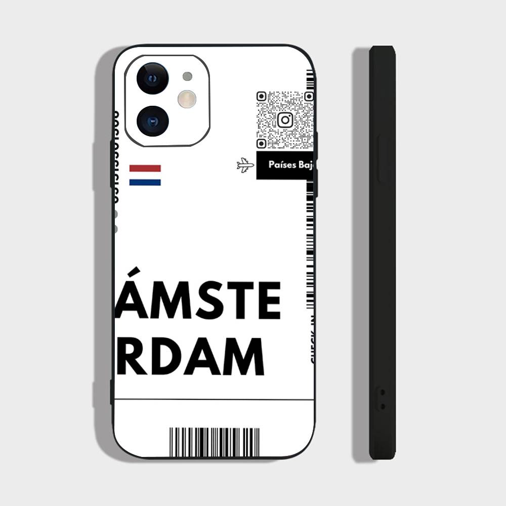 

Plane Ticket Phone Case For IPhone 17 Air 16 15 14 13 Pro Max 11 12 Black Silicone Cover IPHONE 16