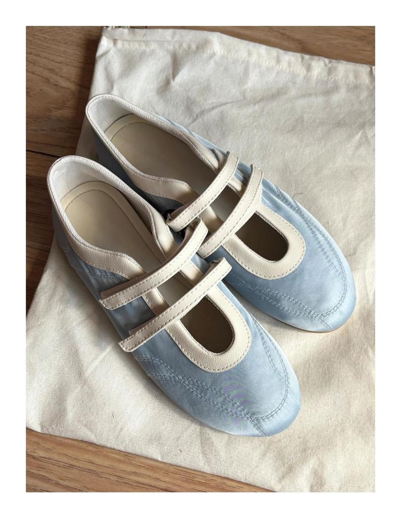 Retro style round head flat bottom double Velcro color collage single shoes lazy casual shoes
