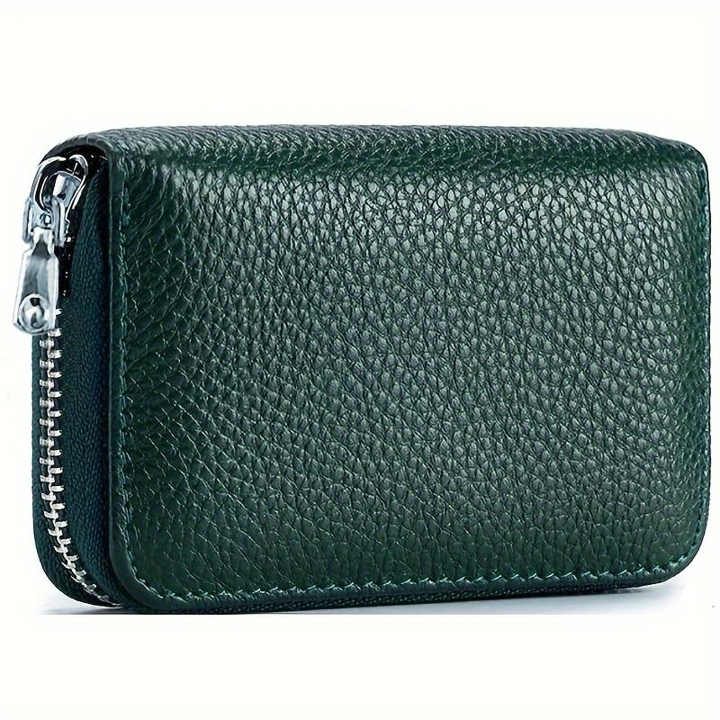 2024 Ny Stöldskyddad Borstad Korthållare Tvålagers Äkta Läder Kreditkortsplånbok med Dragkedja 14 kort Kortfack