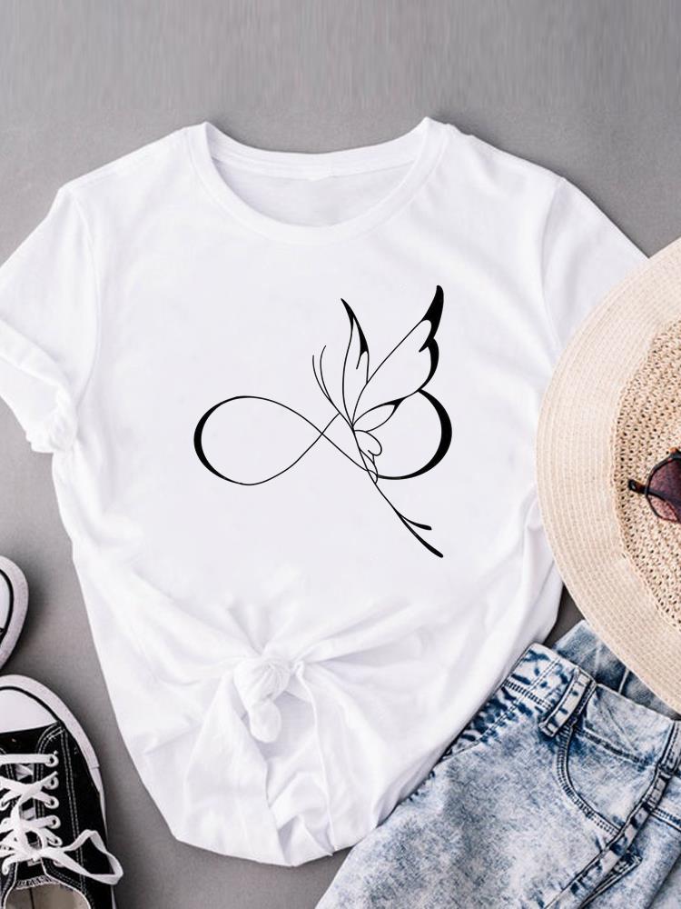 (Asian Size)  watercolor love flower Print Short Sleeve T-shirts Fashion Female Casual Women's Top T Clothing  Graphic Tee