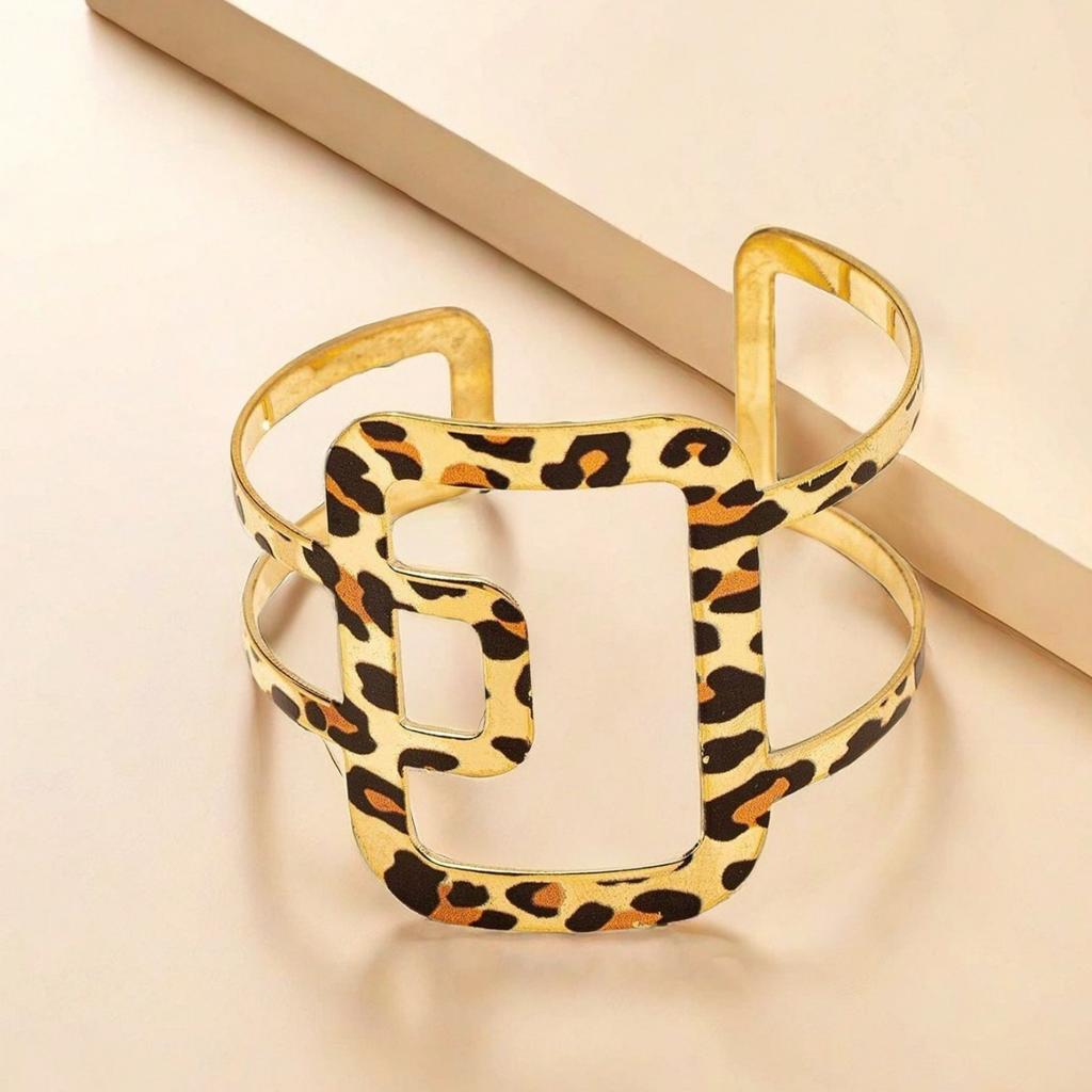Leopard Geometric Hollow Open Adjustable Bracelet