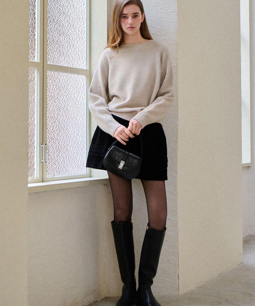 Slow Lolly Velvet Banding Frill Skirt_2 Colors