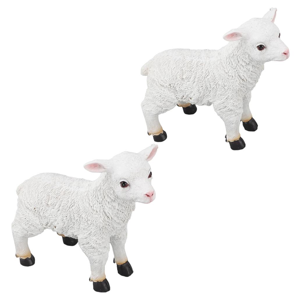 Schafstatue Handgefertigt Lebensechte Lammform Figur Harz Gartenskulptur für Innen- und Außendekoration