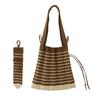 Tomo Corporation Pleated Knit Bag, Brown, Approx. 20 X 23 Cm, Handle: 50 Cm, 36424-750-474