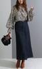 Gold Japan Plus Size Denim Long Skirt Size One Wash Women's Semi-Tight (WD-0352), 4L,