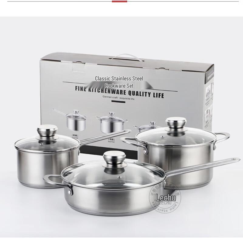 Lecook 304 Stainless Steel 3-Piece Cookware Set