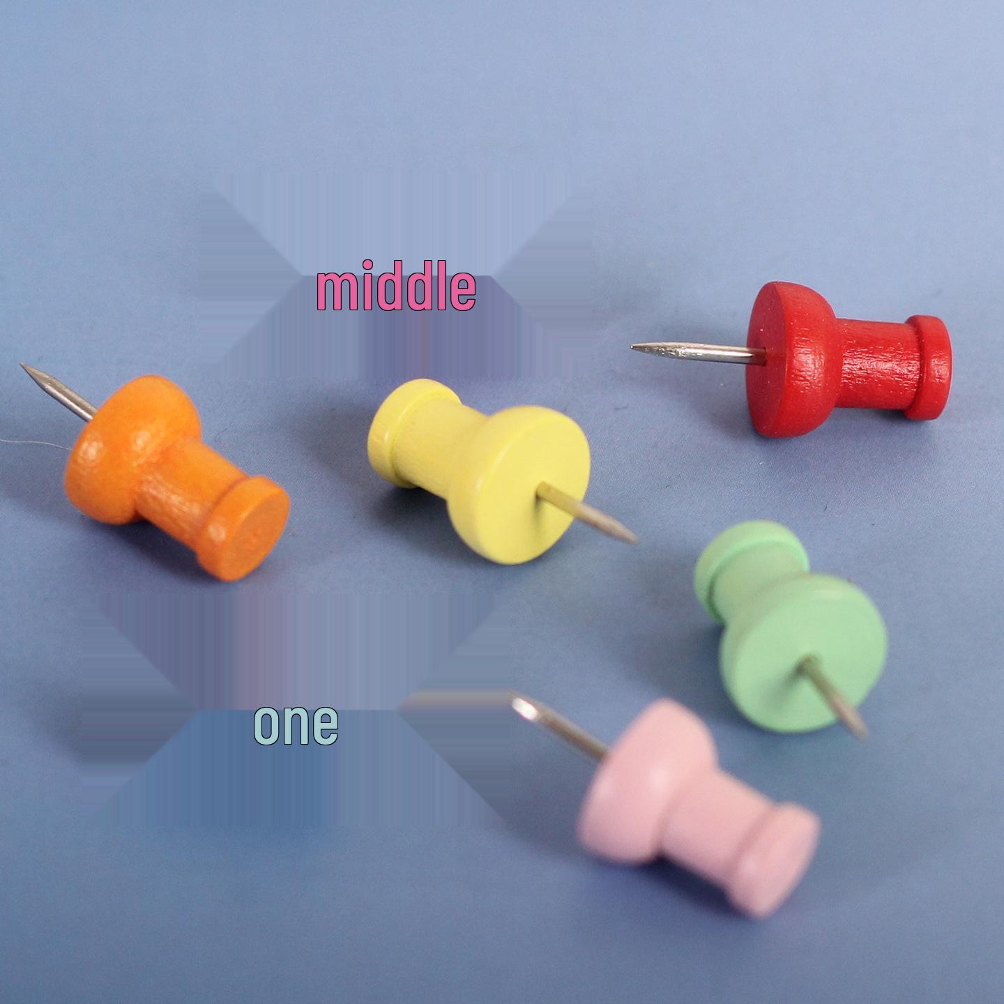 Colorful Wooden Pushpin Set: Creative Office Thumbtacks for Cork Boards