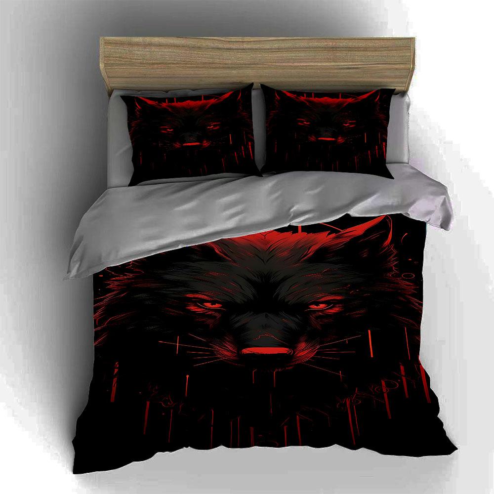 Wolf Face Illustration. Bedding Duvet Cover Sets Duvet Covers Pillowcases Gifts (1 * Duvet Cover 2 * Pillowcases, Without Duvet Insert)