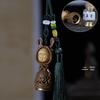 Pear Blossom Carved Gourd Pendant: Wood Ornament & Diffuser Keychain