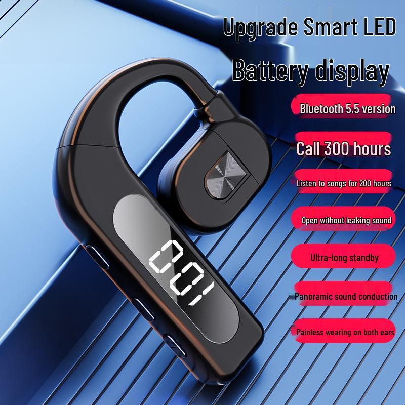 V59 Wireless Single Ear Bluetooth Earphone with Long Battery Life and Digital Display