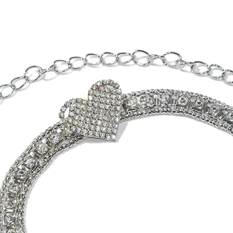 Rhinestone waist chain - women's european and american trendy versatile rhinestone inlaid metal chain decorative slim belt