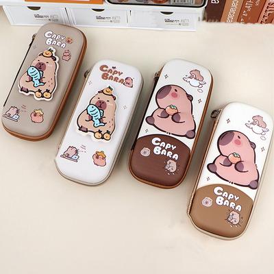 3D Cute Capybara Piórnik Odporny na Upadki Wodoodporny Uczeń Szkolny Pudełko Do Przechowywania Twarda Skorupa Dekompresyjna Torba Na Długopisy