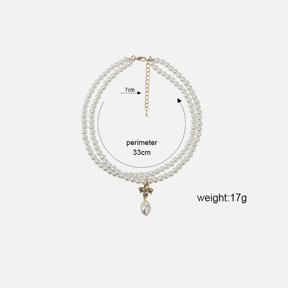 Chain Retro Zinc Zinc Alloy Simple Pearl Necklace Korean Style Necklace Double-layer Female Clavicle Chain