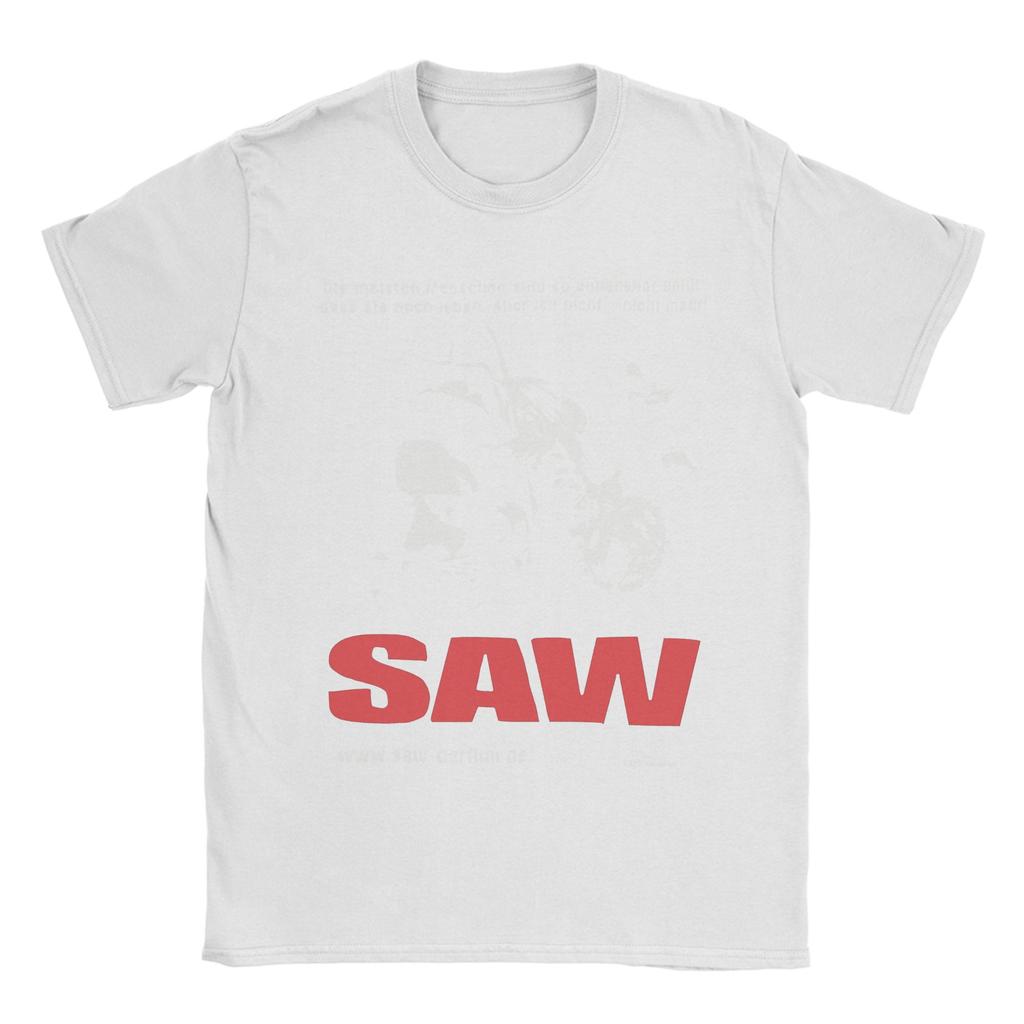 Funny Vintage SAW Movie Tshirts Men's 100%Cotton Short Sleeve  Round Neck Summer Tops Shirts