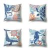 Polyester Pillowcase Peach Leather Velvet Cushion Cover Marine Life Seahorse Octopus Printed Pillowcase Car Cushion