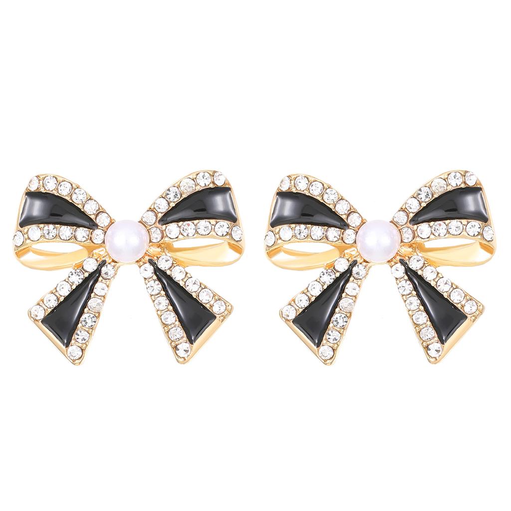 Retro French small fragrant style pearl bow earrings trendy high-end light luxury earrings stud earrings femininity wholesale