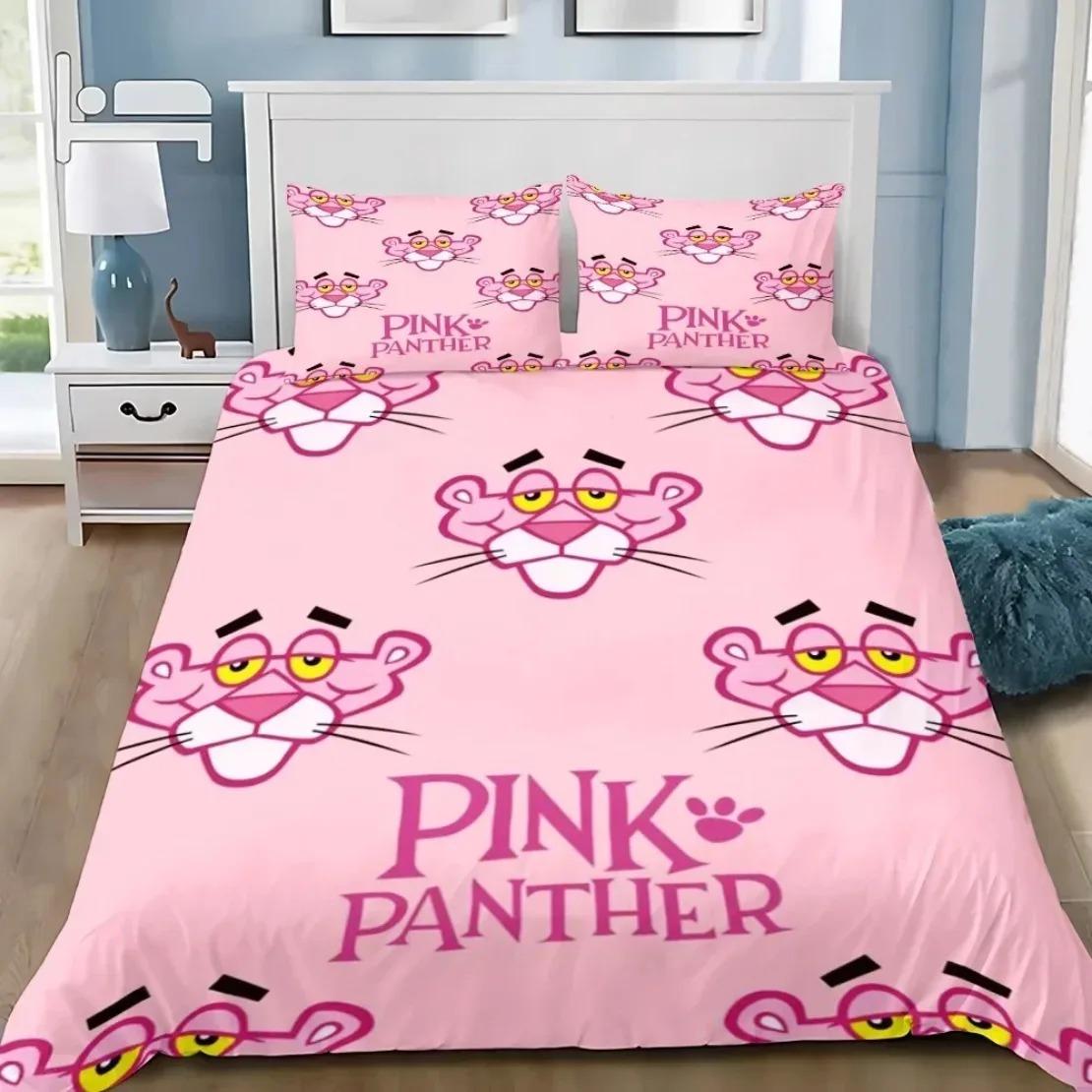 

Cartoon Duvet Cover Pink P-Panthers Bedding Set American Style Leopard Duvet Cover Pillowcase Adult Boy Girl Bedroom Decoration 135x200cm
