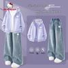 Hello Kitty Girls' Autumn Casual Hooded Jacket and Jeans Set