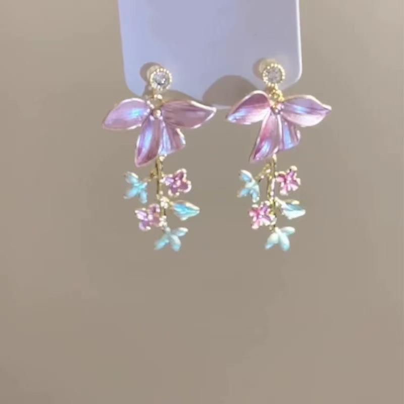 

Dopamine Color Flower Stud Earrings Spring and Summer Sweet Small Fresh Earrings Small Fashion Versatile Earrings Women