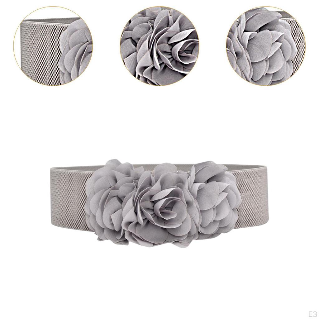 Elastic Waist Belt for Women with Floral Design