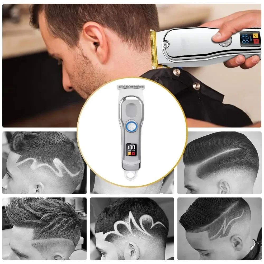 Professional Hair Clipper Rechargeable Electric Trimmer For Men Beard Kids Barber Cutting Machine Haircut LED Screen Waterproof