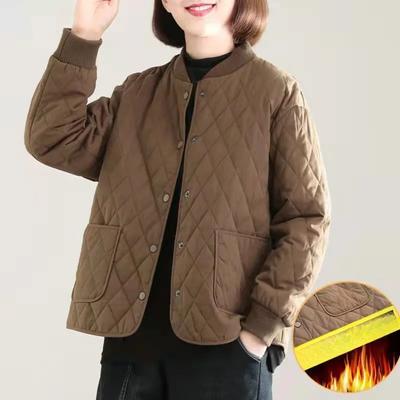 Giacca Imbottita Spessa Calda Monocolore Autunno Inverno Giacca Imbottita Piccola Retro Ampia Trapuntata Diamanti Giacca Imbottita
