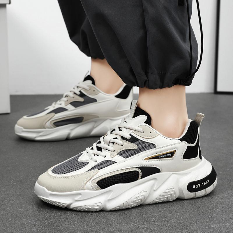 Sneakers for Men  New Trend Mesh Breathable Lace Up Casual Shoes Thick Sole Versatile Clunky Sneaker for Men Tenis Masculino