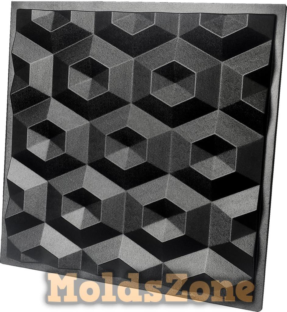 3D Wall Panel Mold for Gypsum, Plaster or Concrete Tile for Decorative Wall Panels 'Diamonds'