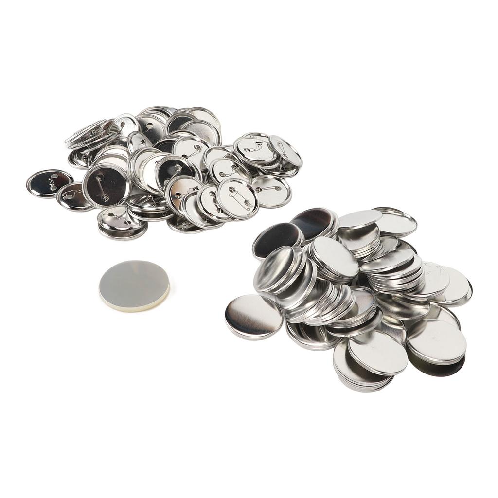 100 Set Pin Back Button Parts Blank Smoothing Metal Durable Clip Button Making Supplies for Badge Craft DIY 56MM