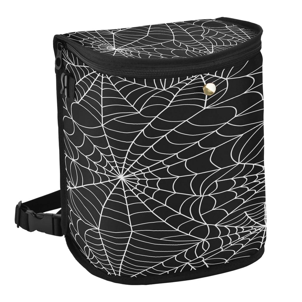 Halloween Gray Spider Web Car Trash Can with Lid Waterproof Leak Proof Car Trash Bag Car Garbage Can for Headrest SUV Truck