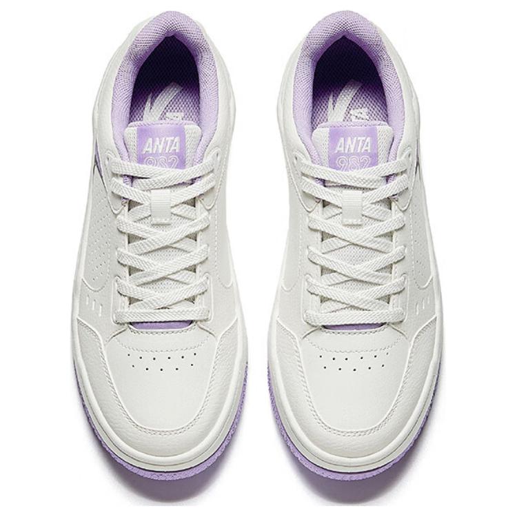 New Anta 982GZ Slip Resistant Low Top Skateboard Shoes Women's White Purple 122438010-3