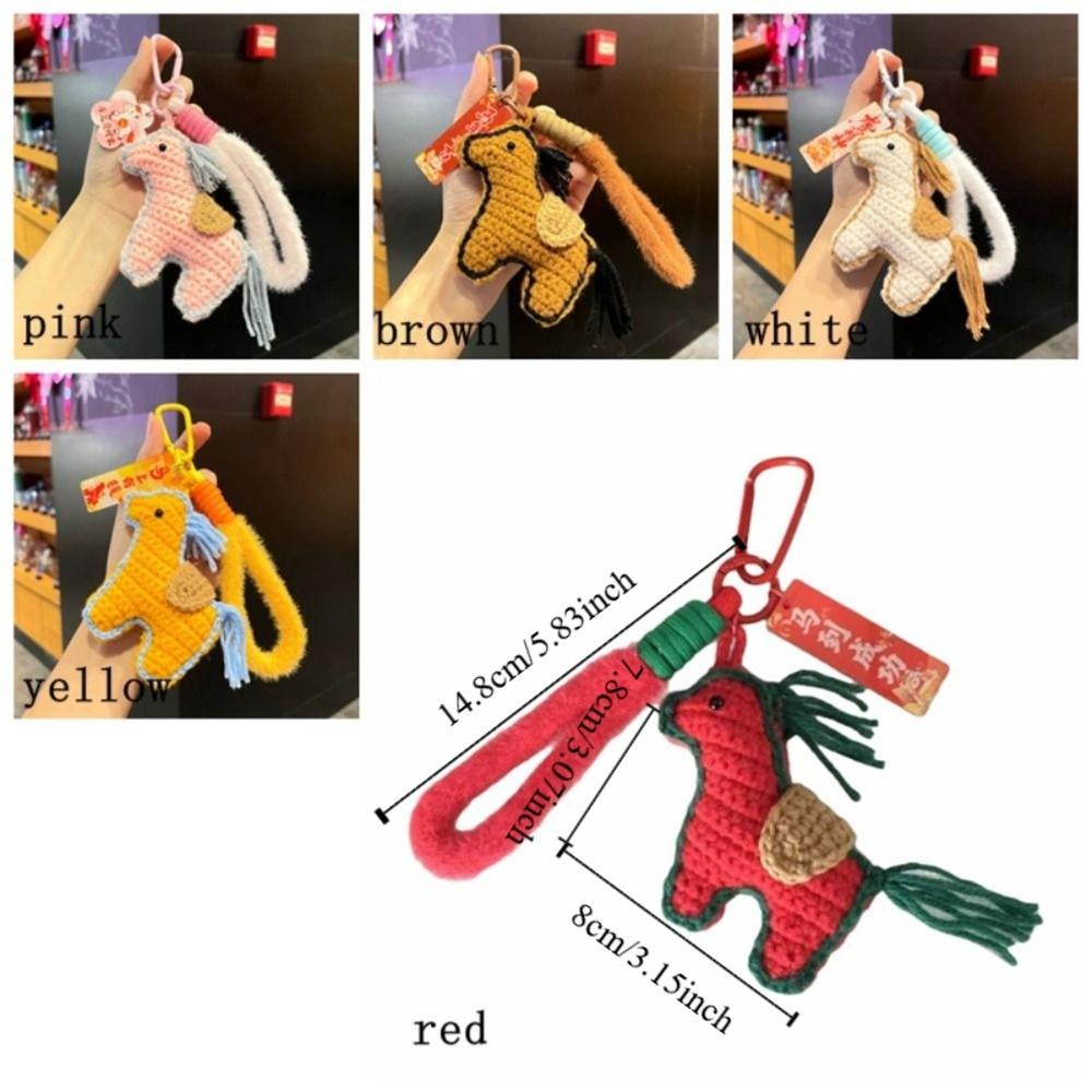 Handmade Pony Keychain Knitting Wool Horse Pendant Bag Pendant Zodiac Key Ring  New Year Gift