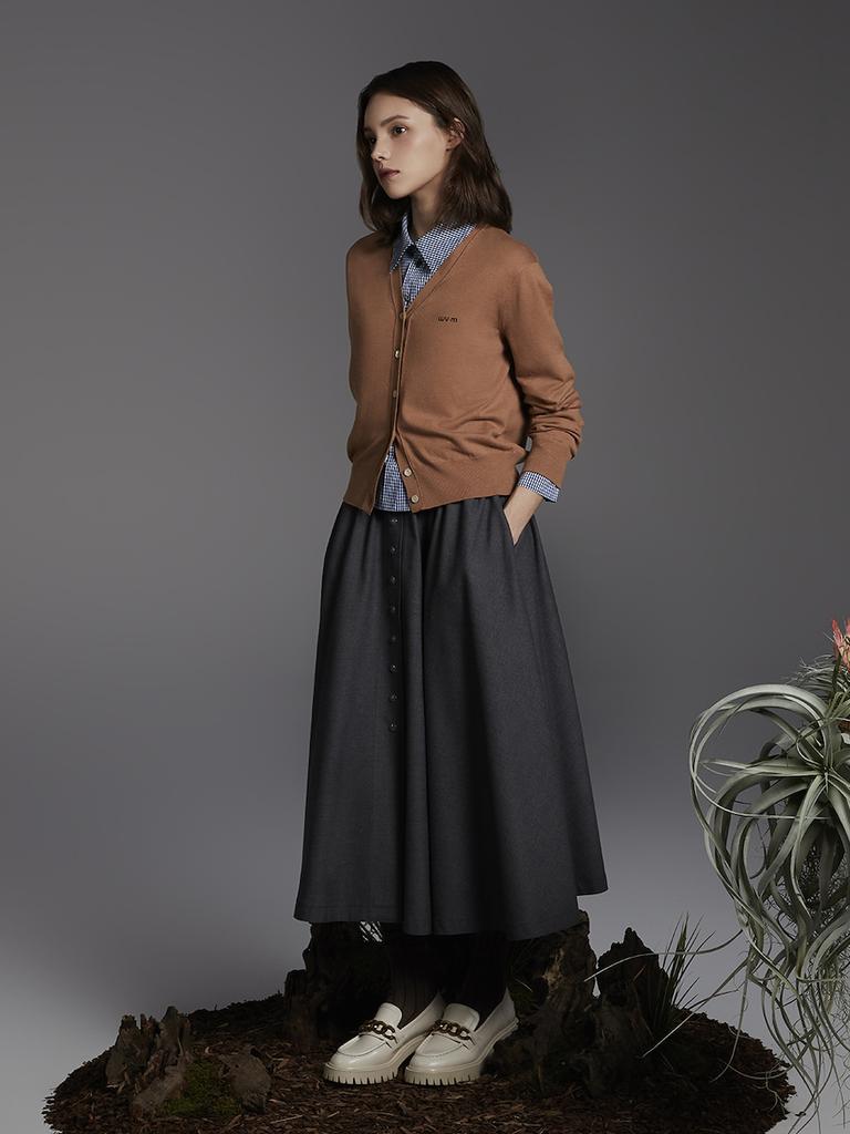 Luvm Shirring Skirt_Charcoal Gray
