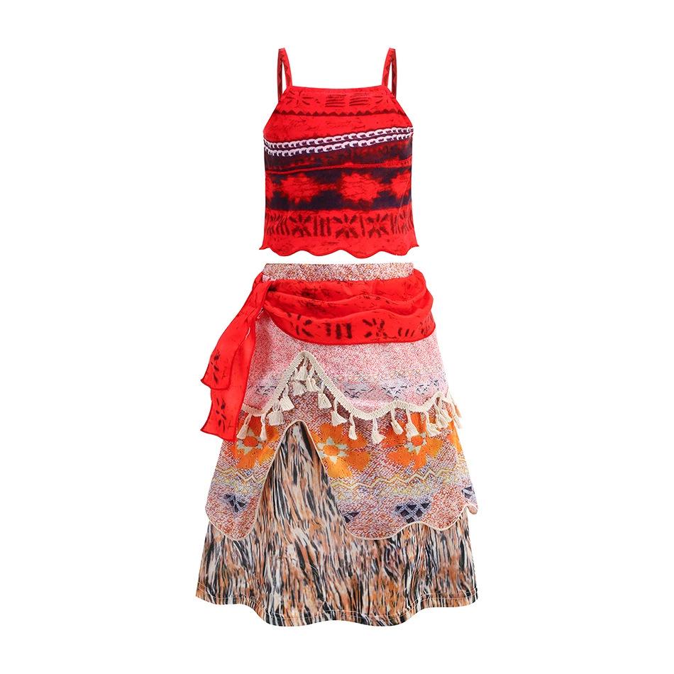 Kids' Moana Cosplay Two-Piece Set: Skirt & Grass Skirt Costume