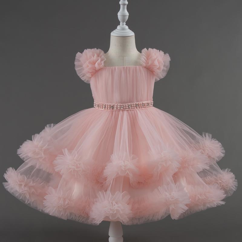 Baby Dress 0-5 Years Old Birthday Party Wedding Sleeveless Mesh Fluffy Cute Girl Princess Dress