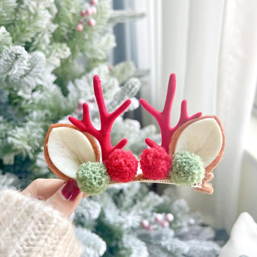 Cute Christmas Elk Ear Hair Clip Women Girl Santa Hairpin Xmas Party Barrettes for Kids Cosplay Headwear Child's Christmas Gift