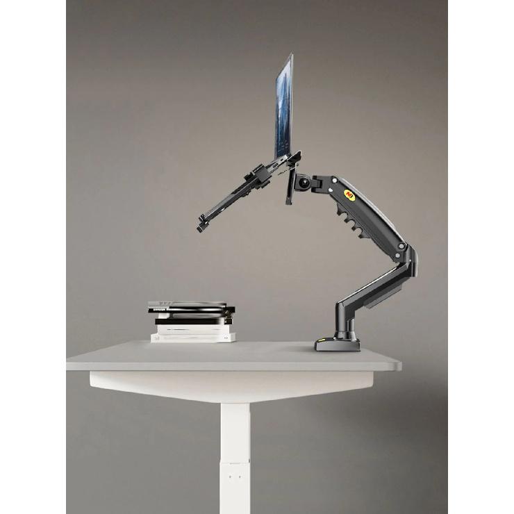 NB F80 with Laptop tray for 10"-17" laptop pad notebook desktop stand gas spring long arm full motion tilt clamp grommet hole