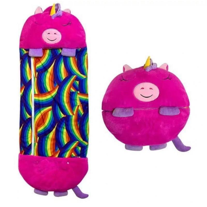 Kids Foldable Anti-Kick Sleep Bag Cartoon Animal Nap Blanket Pillow