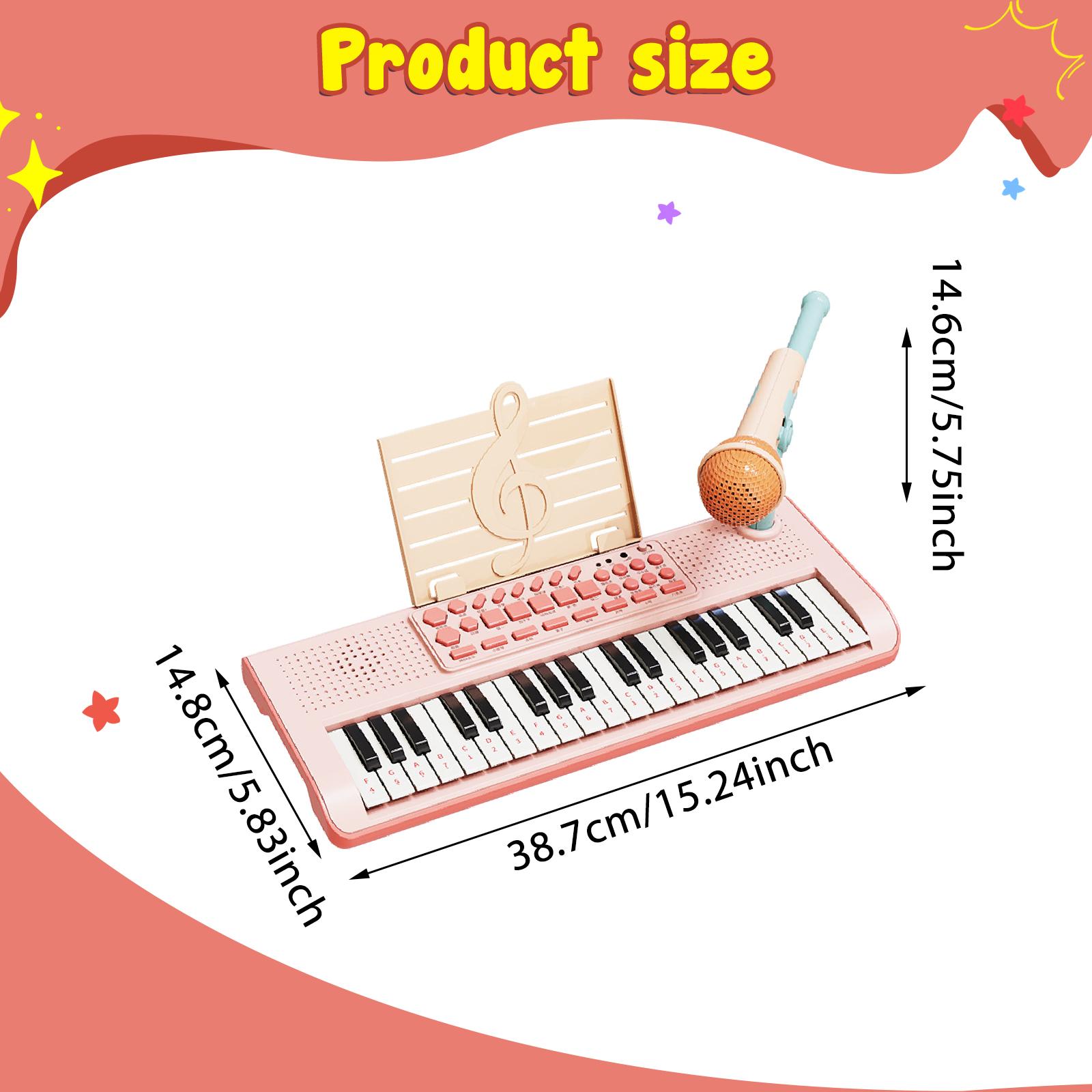 

37 Keys Kids Piano Keyboard Gift Multifunctional Musical Instrument Teaching,Portable Home Educational Instrument USB Powered рожевий