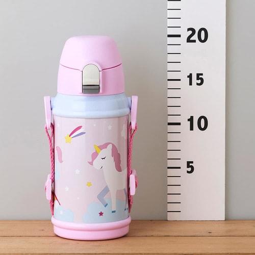Doshisha Kids' 2-Way Water Bottle, 600ml, Unicorn Pink