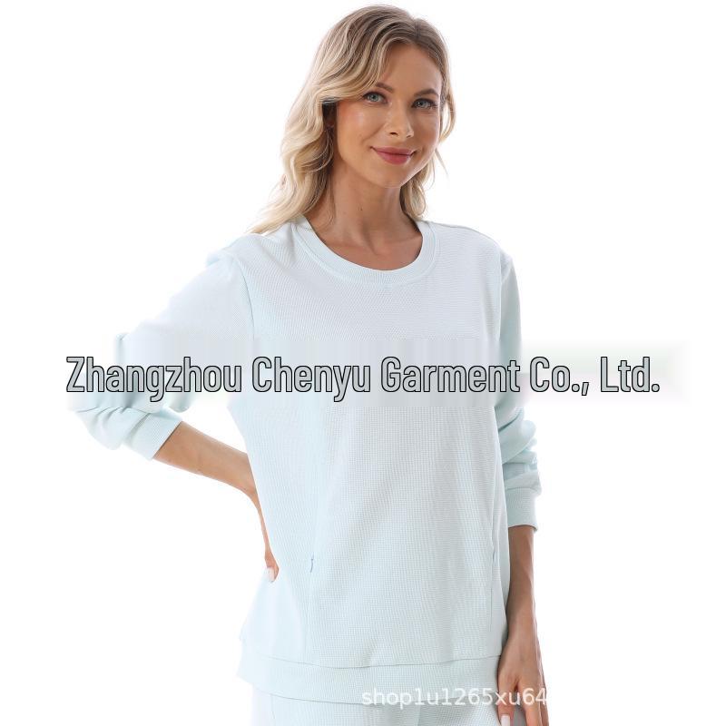 Maternity Fashion Spring/Autumn Two-Piece: Breastfeeding-Friendly Sweatshirt & Wide-Leg Pants Set for 2025