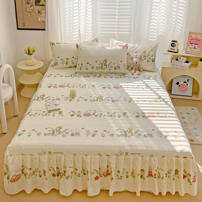 

1 pc Butterfly Printed Bed Sheet with Skrit Reactive Printed Bed Skrit with Elastic Band High Quality Skirting Bedsheets Single120x200cm 1pc